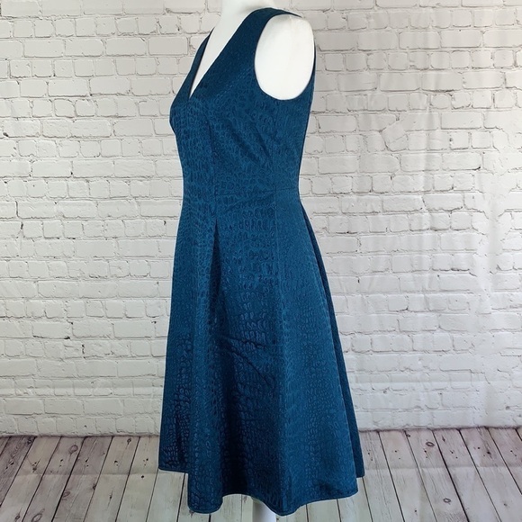 ANNE Klein V Neck Fit Flare Jacquard Dress 2 - Picture 8 of 15